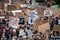 Junteenth     Protestors holding up signs during anti-racism march.   Vancouver  BC Canada