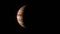 The Jupiter with a changing phase, detailed surface in dark cosmic sky