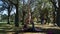 JUPITER, FLORIDA. USA - JUNE 17, 2017. Young women doing acro yoga & slackline on a public park in Florida