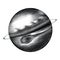 Jupiter hand drawing vintage style black and white clipart isolated on white background. The fifth planet from the Sun