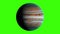 Jupiter planet 3d rendering. Solar system`s gas giant Jupiter on green screen alpha channel footage