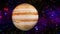 Jupiter planet background with starfield, high detailed surface features