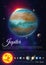 Jupiter planet colorful poster with solar system