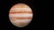 Jupiter planet isolated on black, high detailed surface features