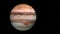 Jupiter planet isolated on black, high detailed surface features