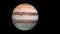 Jupiter planet isolated on black, high detailed surface features