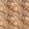 Jupiter planet in outer space close-up, texture of brown gas clouds. AI generative illustration