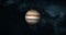 Jupiter planet on space with colorful starry night. front view of Jupiter planet  from space with beautiful galaxy. full view of J