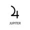 Jupiter. Planet symbol. Vector black sign on white. Astrological calendar. Jyotisha. Hinduism, Indian or Vedic astrology