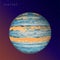 Jupiter planet view from space dark background. vector illustration for astronomy astrology