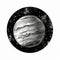 Jupiter Planet White Sticker 1 Inch - Monochromatic Ink Wash Style