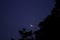 Jupiter and Saturn in the night sky with its four satellites