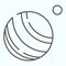 Jupiter thin line icon. Planet with satellite. World space week design concept, outline style pictogram on white