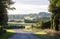 jura countryside with road and green grassy hills in france