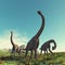 Jurassic dinosaurs. Brachiosaurus in the valley