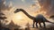 Jurassic Giant: Brachiosaurus Roaming the Prehistoric Landscape at Dawn