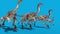 Jurassic World Group Gallimimus Walkcycle Blue Screen 3D Rendering Animation