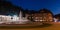 Jurkovic house with fountain at night in Luhacovice, Czech Republic