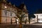 Jurkovic house next to spa colonnade at night, Luhacovice, Czech Republic