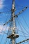 Jury-masts and rope of sailing ship