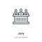 Jury outline vector icon. Thin line black jury icon, flat vector simple element illustration from editable law and justice concept