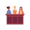 Jury trial in courthouse with people characters flat vector illustration isolated.