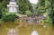 Jussowtempel. Waterfall in Wilhelmshoehe Berg park. Kassel, Germ