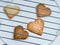 Just baked homemade heart shape cookies with a selective focus.