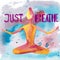 Just breath. girl practicing yoga asanas on a colored background and the inscription. watercolor illustration for cards, prints,