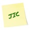 Just in case initialism JIC green marker written acronym text, isolated yellow post-it to-do list sticky note reminder