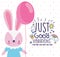 Just good vibrations cute rabbit with balloon card