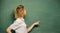 Just look here. Pay attention. Teachers enlighten path of success. Woman teacher in front of chalkboard. Important