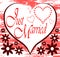 Just married background with hearts