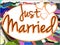 Just married background with hearts