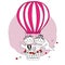 Just married. Bride and groom on hot air balloon cartoon