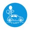 Just married car color line icon. Cabriolet with balloons. Sign for web page, mobile app, banner. Pictogram UI UX GUI isolated