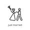 just married icon. Trendy modern flat linear vector just married