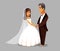 Just Married, Newlyweds Cartoon Design Element