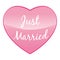 Just married. Pink heart. Vector illustration.