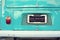 Just married sign on aquamarine classic vintage van