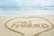 Just Married Text On Sand At Beach