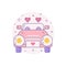 Just Married Wedding Car Icon in Line Art