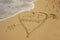 Just married written in sand