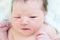 Just newborn infant baby portrait in first day of life