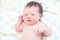 Just newborn infant baby portrait in first day of life