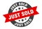 just sold sign. round ribbon sticker. isolated tag