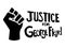 Justice for George Floyd with Fist. Pictogram Illustration Depicting Justice for Floyd Text with Fist. Black and white EPS Vector