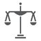 Justice glyph icon, court and law, scale sign, vector graphics, a solid pattern on a white background.