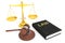 Justice gold scale, Law Book and wooden gavel