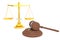 Justice gold scale and wooden gavel